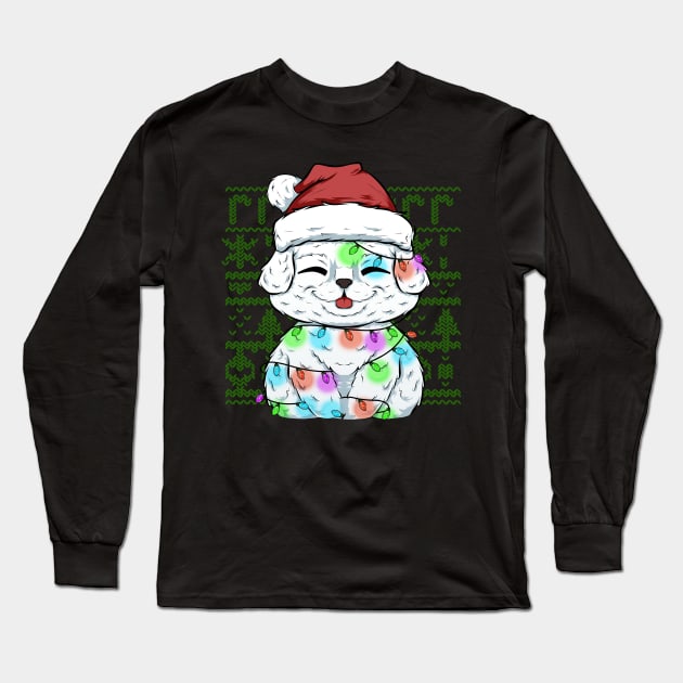 cute doggy christmas lights and fun Long Sleeve T-Shirt by the house of parodies